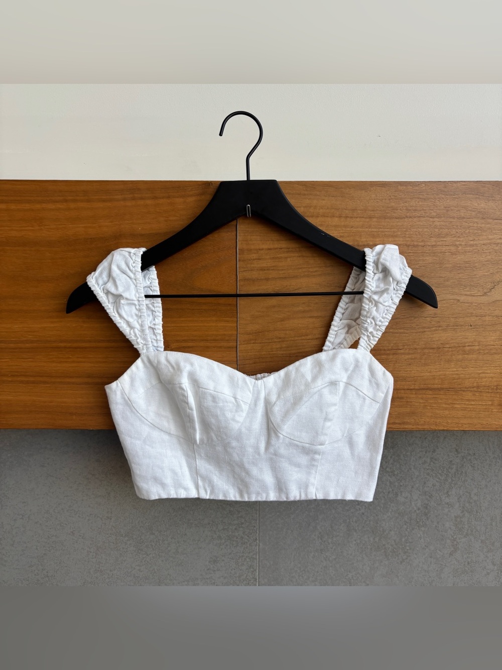 Reformation White Linen Cropped Top, Size‎ 0